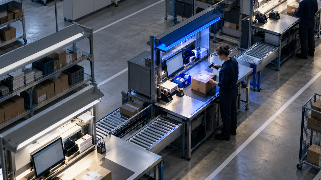 Poste de préparation de commandes illustrant le choix d’un premier processus à automatiser dans une PME
